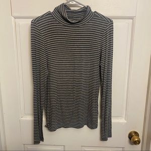 AEO Gray Striped Turtleneck